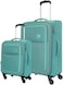 American Tourister Seville Suitcase, 2pc Set (57 + 69 cm), 4 Wheels, Soft Top, Polyester, Green,TSA Lock,Front Storage Compartment,Inner Mesh Zippered Pocket - 3 Years International Warranty