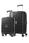 American Tourister Hundo Suitcase, 2pc Set (55 + 68 cm), 4 Spinner Wheels, Hard Top, Polypropylene, Black,DuoSaf Zipper,TSA Combination Lock,Expandable - 3 Years International Warranty