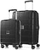 American Tourister Hundo Suitcase, 2pc Set (55 + 68 cm), 4 Spinner Wheels, Hard Top, Polypropylene, Black,DuoSaf Zipper,TSA Combination Lock,Expandable - 3 Years International Warranty