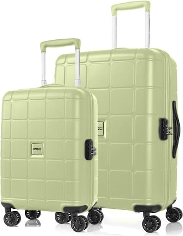 American Tourister Hundo Suitcase, 2pc Set (55 + 68 cm), 4 Spinner Wheels, Hard Top, Polypropylene, Frozen Matcha,DuoSaf Zipper,TSA Combination Lock - 3 Years International Warranty