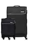 American Tourister Jamaica Suitcase, 2pc Set (58 + 80 cm), 4 Spinner Wheels, Soft Top, 100% Polyester, Black,TSA Lock,Expandable,Front Pocket Compartment,Corner Guard - 3 Years International Warranty
