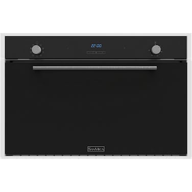 SANMICA 60cm Built In Electric Oven 66L Capacity, 8 Cooking Functions, LED Display, A Rated, Black Enamel Interior Stainless Steel Finish, Made in Italy, 1 Year Manufacturer Warranty