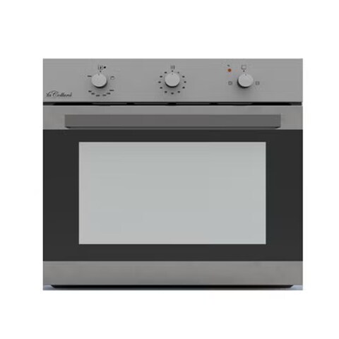 SANMICA Built In Gas Oven SMO6641GX 60cm Stainless Steel &amp; Black Glass 61L Capacity 6 Cooking Functions Gas Grill &amp; Turnspit 1 Year Warranty Made in Italy