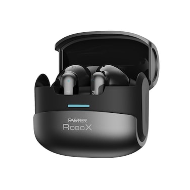 Faster RoboX Black Bluetooth Earbuds