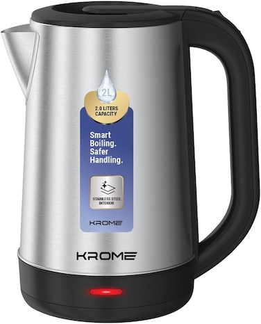 KROME 2.0L Stainless Steel Electric Kettle with 360&deg; Rotational Base - KR-KTSS200D