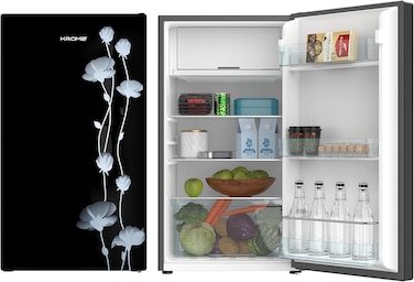Krome 141L Gross Glass Door Refrigerator, Direct Cool, Floral Design, R600a Refrigerant, KR-RF141GG