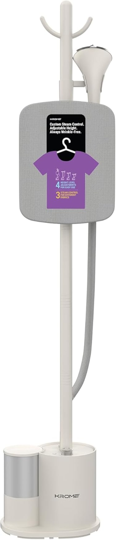 KROME Garment Steamer with Detachable 1.6L Water Tank - KR-GS16B