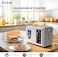 Krome 2 Slice Stainless Steel Toaster with Touch Panel &amp; Digital Display, 6 Browning Settings, Defrost, Bagel Function, Auto Pop-Up, Crumb Tray, 2-Year Warranty - KR-BT20TD