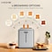 Krome 2 Slice Stainless Steel Toaster with Touch Panel &amp; Digital Display, 6 Browning Settings, Defrost, Bagel Function, Auto Pop-Up, Crumb Tray, 2-Year Warranty - KR-BT20TD