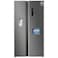 Krome 660L Gross Side by Side Refrigerator, Invertor Compressor (10 Year Compressor Warranty), Digital Control, LED Light, Dark Inox Silver- KR-SBS660DIT