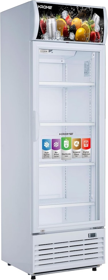 Krome 550L Showcase Chiller   Tempered Glass Door, No Frost, Digital Temperature Control, KR-SC550FFD