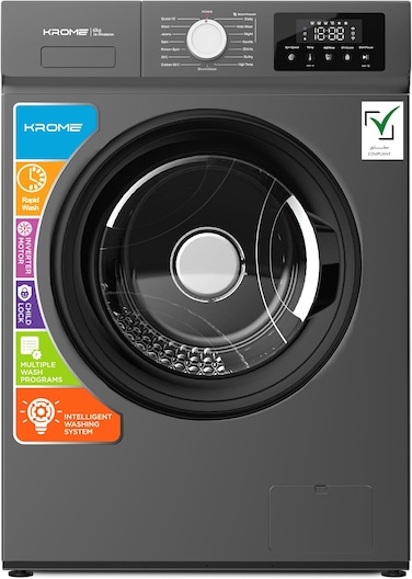 كروم   KR-WFL606SIW   غسالة ملابس أمامية التحميل سعة 6 كجم بمحرك BLDC عاكس   1200 دورة في الدقيقة   موفرة للطاقة من الفئة أ   تعقيم ثلاثي الأبعاد بالبخار ودرجة حرارة عالية   15 برنامج غسيل   تصميم أنيق   إضافة ملابس   قفل أمان للأطفال