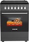 Krome 60x60 Gas Cooking Range KR-CR6062BO &ndash; 4 Burner Gas Cooker with Oven &amp; Grill, Turbo Fan, Cast Iron Grids, Full Safety, Black