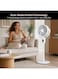 Krome Pedestal Air Circulator Fan, Dual-Blade 7+9 Design, DC Motor, 9 Speeds, Turbo Mode, 85&deg; Oscillation, Auto Tilt, Remote Wi-Fi, 9H Timer, Aromatherapy Tray, Adjustable Height, White - KR-FNC25M