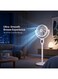 Krome Pedestal Air Circulator Fan, Dual-Blade 7+9 Design, DC Motor, 9 Speeds, Turbo Mode, 85&deg; Oscillation, Auto Tilt, Remote Wi-Fi, 9H Timer, Aromatherapy Tray, Adjustable Height, White - KR-FNC25M