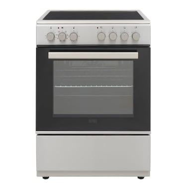 Black+Decker 60x60cm Vitro Ceramic Electric Cooker, 4-Zone Hob, Flat Glass Door &ndash; BXOFV604.002VX, Inox