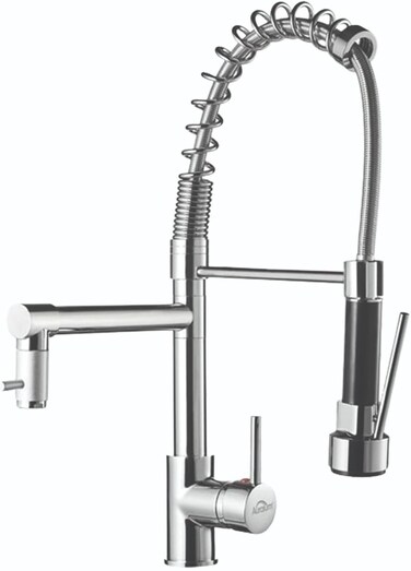 CM WD201-C Kitchen Faucet with Spring &amp; Handheld Spray &ndash; Chrome Finish Modern Mixer Tap