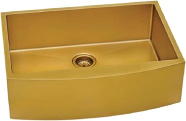 ELITE APRON SB9050G Freestanding Matte Gold Stainless Steel Kitchen Sink &ndash; Premium Single Bowl Apron Front Sink