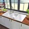 CM OREGON 11651 DBSD Granite Double Bowl Kitchen Sink &ndash; White Howlite Top Mount Sink with Drain Board &amp; Durable Granite Composite