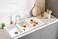 CM OREGON 11651 DBSD Granite Double Bowl Kitchen Sink &ndash; White Howlite Top Mount Sink with Drain Board &amp; Durable Granite Composite