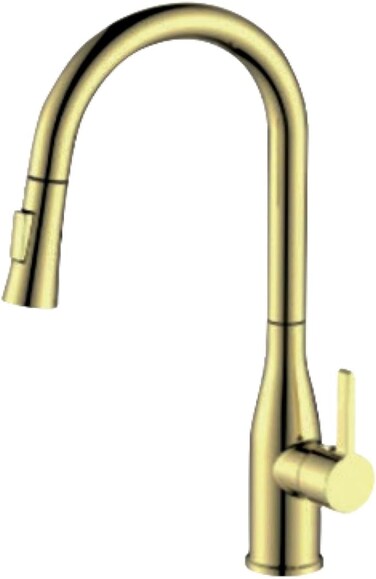 CM R1048BG Pull-Out Kitchen Faucet &ndash; Gold Finish with Dual Spray Modes &amp; Modern Kitchen Design