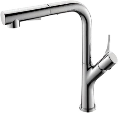 CM 6073 CRM Pull-Out Kitchen Faucet &ndash; Chrome Finish Brass Kitchen Tap with ABS Spray Head &amp; Flexible Hose System
