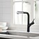 CM 6073GB Pull-Out Kitchen Faucet &ndash; Granite Finish Stainless Steel Faucet with Black &amp; Chrome Spout, Spray Function &amp; Flexible Hose System