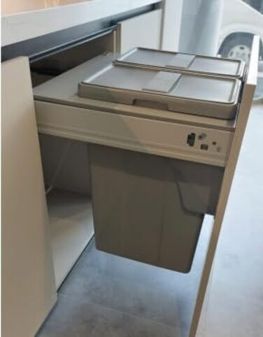 Hajet Double Pull-Out Waste Bin &ndash; 70L Grey Soft Closing Kitchen Trash System for 60cm Cabinets