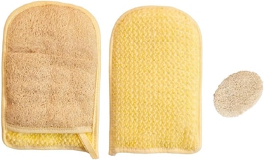 Veluora Organic Loofah Bath Mitt-Syr + Face Exfoliating Pad Free