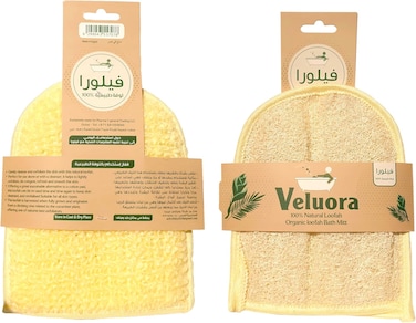 قفازات استحمام فيلورا العضوية برائحة اللوف، عبوة من قطعتين - قفازات استحمام مقشرة صديقة للبيئة لبشرة ناعمة وصحية