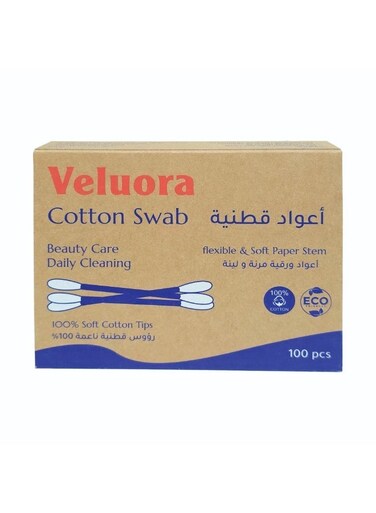 Veluora Cotton Swabs 100pcs Kraft Drawer Box
