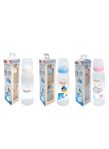 Nuvi Standard PP Plastic Feeding Bottle 3m+, 240ml Assorted