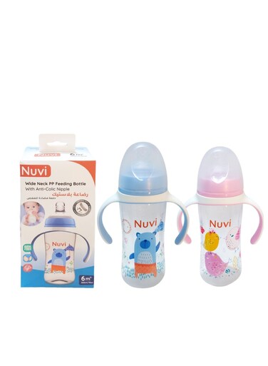 Nuvi Wide Neck Plastic Feeding Bottle With Handle 300ml