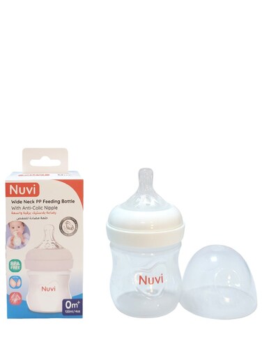 Nuvi Wide Neck Plastic Feeding Bottle 0m+, 120ml - Clear