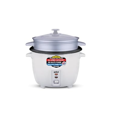 Sanford 0.6L Automatic Rice Cooker with Keep Warm Function   300W Power   Non-Stick Inner Pot &amp; Steamer   One-Touch Operation   Compact &amp; Efficient
