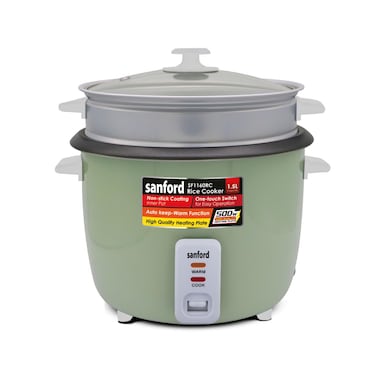Sanford 1.5L Automatic Rice Cooker with Steamer &amp; Keep Warm   500W Power   Non-Stick Pot  (GREEN)