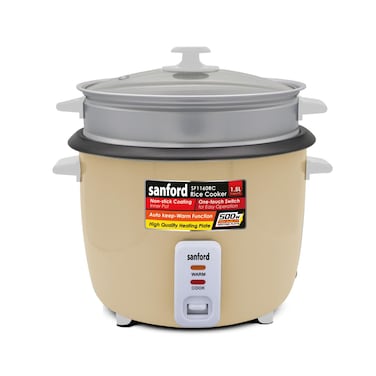 Sanford 1.5L Automatic Rice Cooker with Steamer &amp; Keep Warm   500W Power   Non-Stick Pot  (YELLOW)