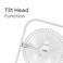 Sanford 7&quot; Rechargeable Table Fan with LED Lights &ndash; 3600mAh Lithium Battery, 15H Fan Run Time, 3-Speed, Tilt Head, Type-C USB Charging, White