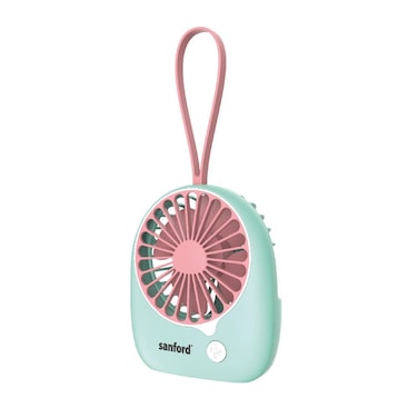 Sanford SF6653MFN Rechargeable Mini Fan &ndash; USB Powered, 2400mAh Li-ion Battery, 6-Hour Run Time, 3-Speed Quiet Operation, Portable Desktop Fan