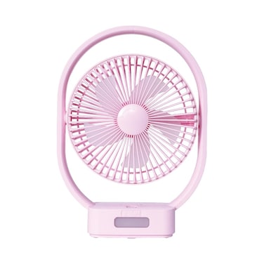 Sanford Rechargeable Mini Table Fan with LED Lights &ndash; 3600mAh Battery, 15H Fan / 32H LED Runtime, 3-Speed, Tilt Head, USB-C Charging (SF6662MFN) (Pink)