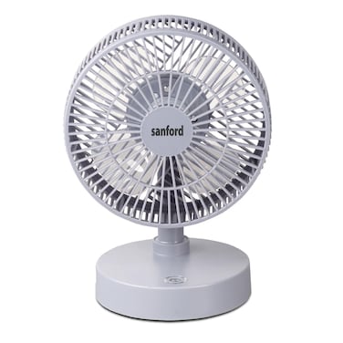 Sanford SF6668MFN Rechargeable Multi-Functional Table Fan &ndash; 2000mAh Battery, Up to 5Hrs Working, 3-Speed with Oscillation, USB Charging, Portable, Durable ABS Body (Grey)