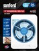 Sanford 12" Rechargeable Box Fan with LED Lights &amp; USB Output - 3 Speeds, 4-Hour Timer, AC/DC Operation