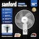 Sanford 16" Wall Fan with 60W Full Copper Motor, 5 AS Blades &amp; 90&deg; Oscillation (White)