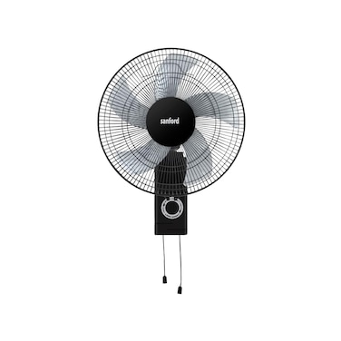 Sanford 16" Wall Fan with 60W Full Copper Motor, 5 AS Blades &amp; 90&deg; Oscillation (Black)