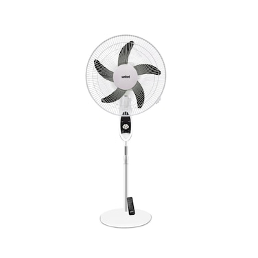 Sanford 18" Rechargeable Stand Fan with Solar Panel - 60W, 9-Speed, LED Light, USB Power Bank, AC/DC Operation (Black)