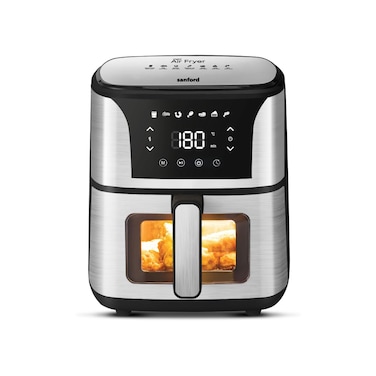 Sanford SF2450AF Digital Air Fryer with Visible Window, 5.5L Large Capacity, 1500W, Touch Control LED Display, 7 Presets, 360&deg; Heat Circulation, Oil-Free Cooking, Timer &amp; Temperature Control