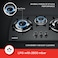 Sanford 3-Burner Glass Gas Hob, Tempered Glass with Cast Iron Burners, Pulse Ignition &amp; Low Gas Consumption for LPG