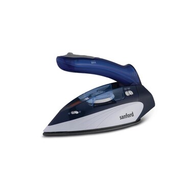 Sanford 900-1100W Travel Steam Iron, Dual Voltage Portable Iron with Foldable Handle &amp; Ceramic Coating Soleplate, for Home &amp; Travel (Blue)