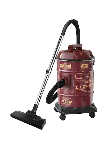 Sanford SF898VC 2-in-1 Dry &amp; Blow Drum Vacuum Cleaner, 2400W, 21 Litre Capacity, 100% Copper Motor (MAROON)