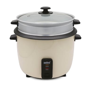 Sanford 2.2L Automatic Rice Cooker with Non-Stick Pot, 900W Power, and Transparent Glass Cover, Model SF1190RC (Yellow)